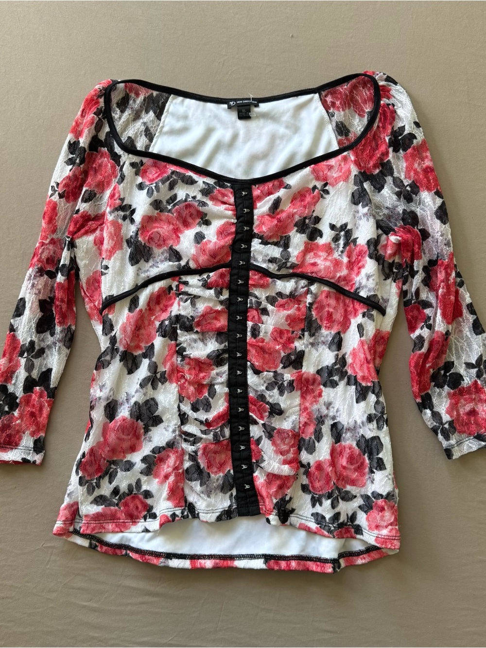 Vintage New Directions Floral scoop neck Lace Top